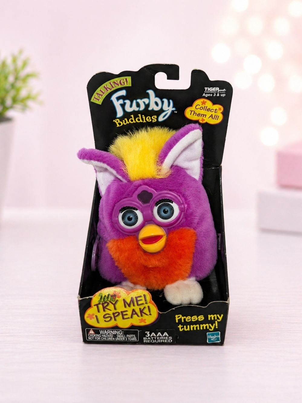 Talking Furby Buddies Plush Toy Pink Yellow Vintage Hasbro Interactive 90s